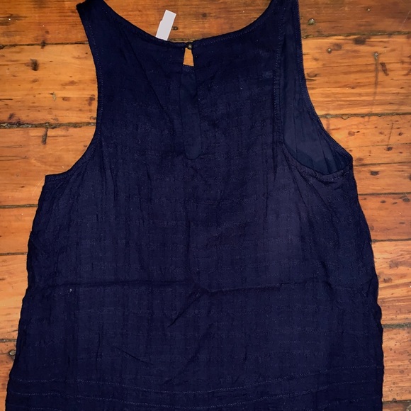 Navy Blue Linen Tank - Picture 2 of 4